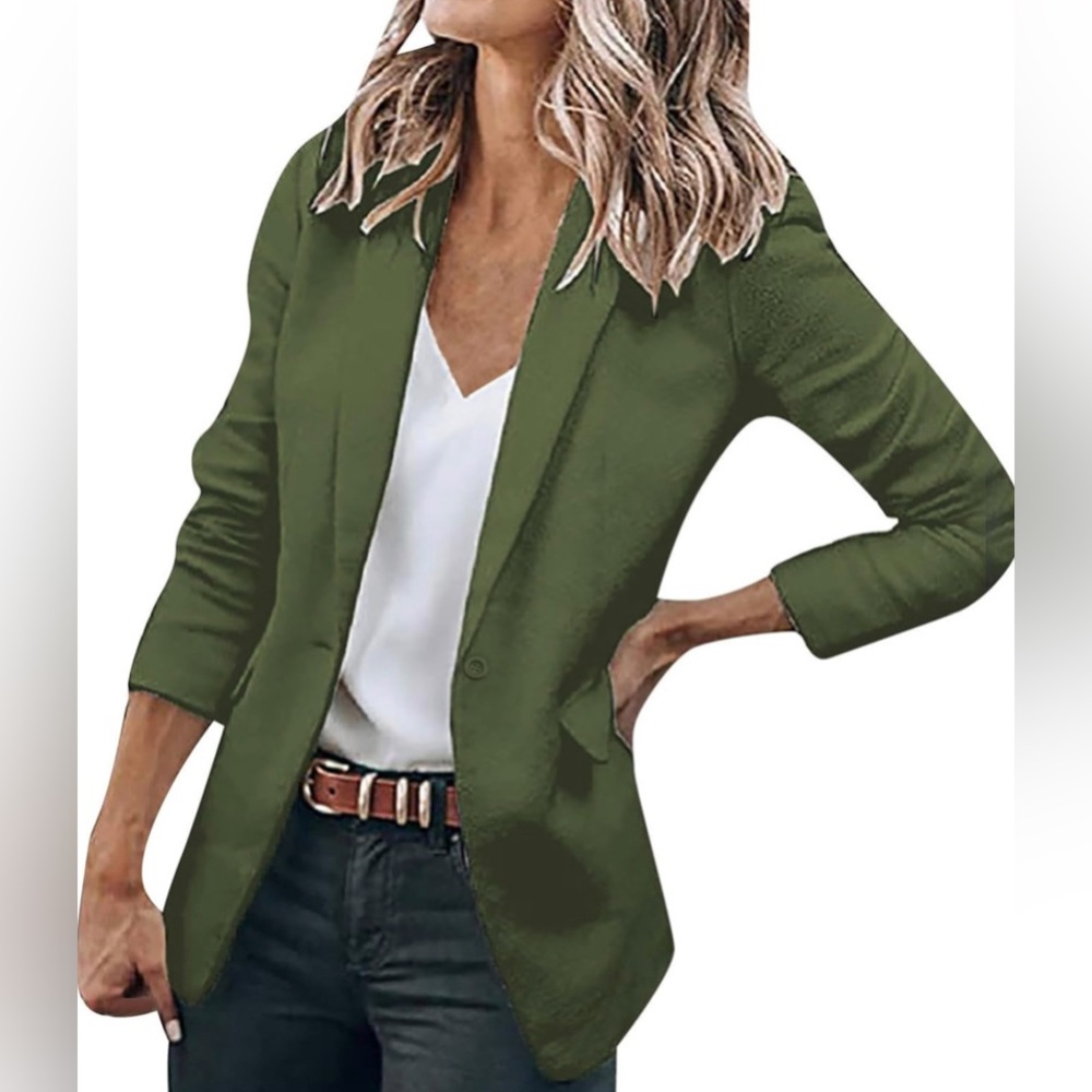 Oversized Blazer for Women Olive Green 2XL